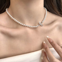 Charger l&#39;image dans la galerie, Titanium Steel Pearl Necklace | Hypoallergenic Butterfly Clasp | AAA Freshwater Pearls for Weddings/Daily