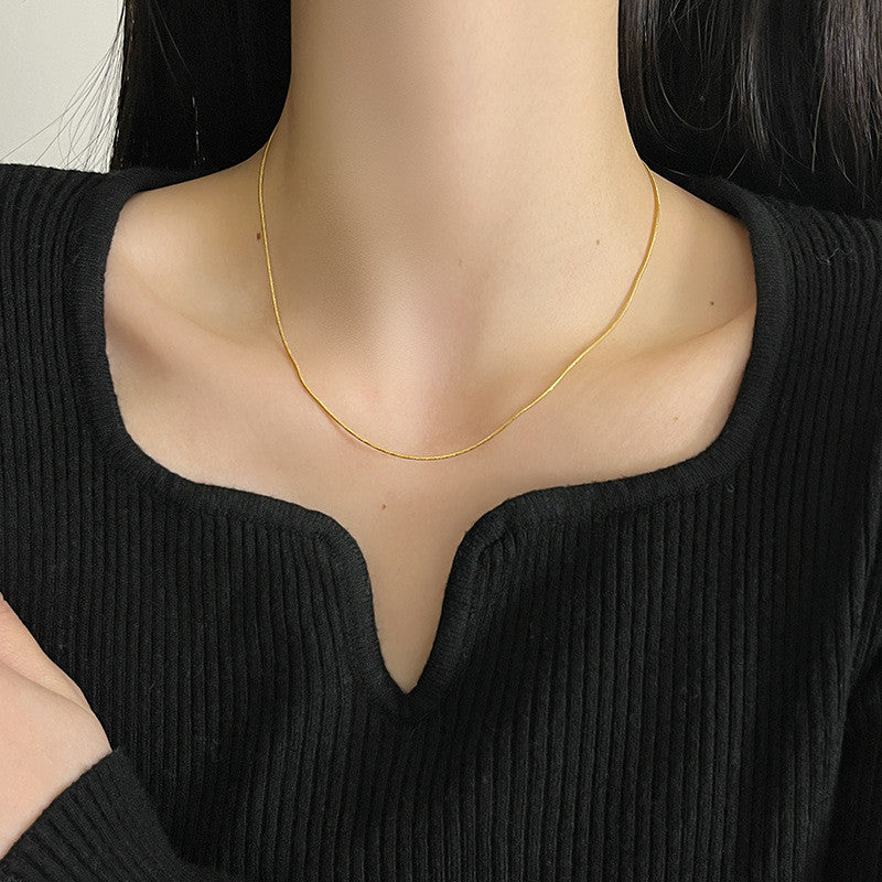 Delicate Gold Chain Necklace for Women | 18K Gold Plated Minimalist Jewelry | Hypoallergenic Adjustable 45cm