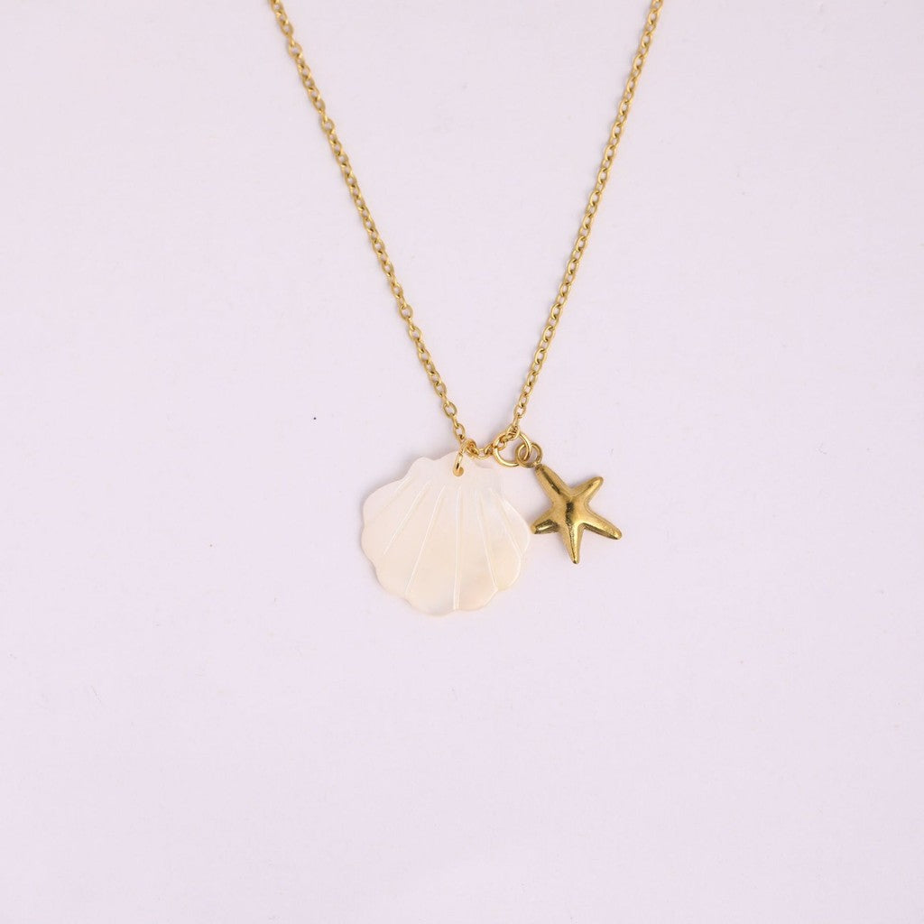 Oceanic Charm Necklaces | Titanium Steel Shell & Starfish Motifs for Tropical Elegance