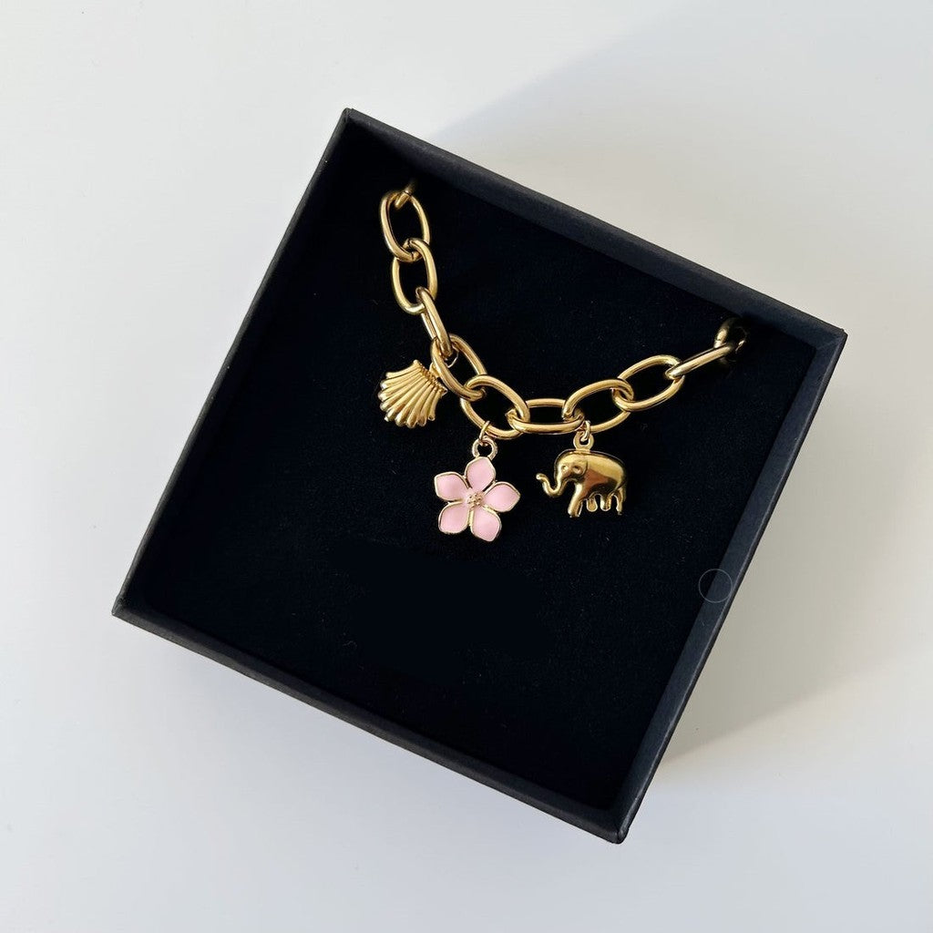 Summer Beach Style Marine Festive Charms | Titanium Steel Multi-Pendant Necklace for Baju Kurung & Raya