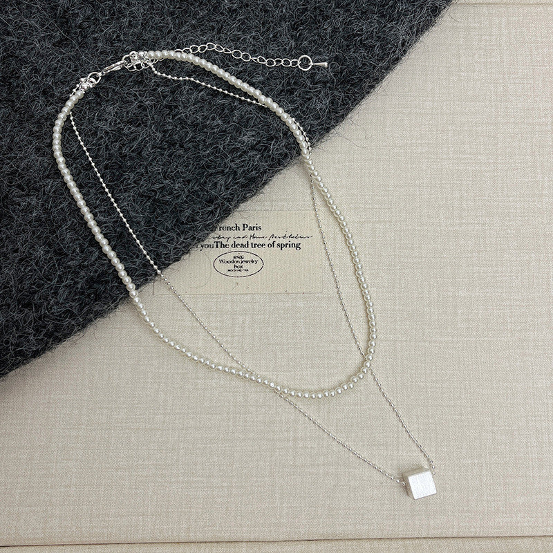 Layered Pearl & Silver Ball Necklace | Hypoallergenic Minimalist Jewelry for Women | 45cm Adjustable Wedding/Casual Gift