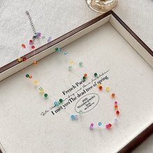 Load image into Gallery viewer, Multicolor Bead Layered Necklace | 3-Strand Adjustable Silver Chain | Hypoallergenic Boho Jewelry for Women