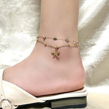 Charger l&#39;image dans la galerie, Titanium Steel Whale Tail Anklet | Natural Stone Beads &amp; Adjustable Hypoallergenic Design