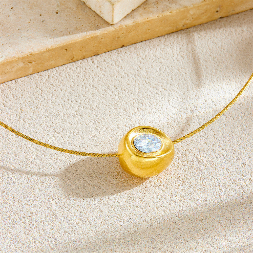 【Pendant Necklace】Solo Diamond Elegance | Women Minimalist Hypoallergenic Mirror-Polished Chain