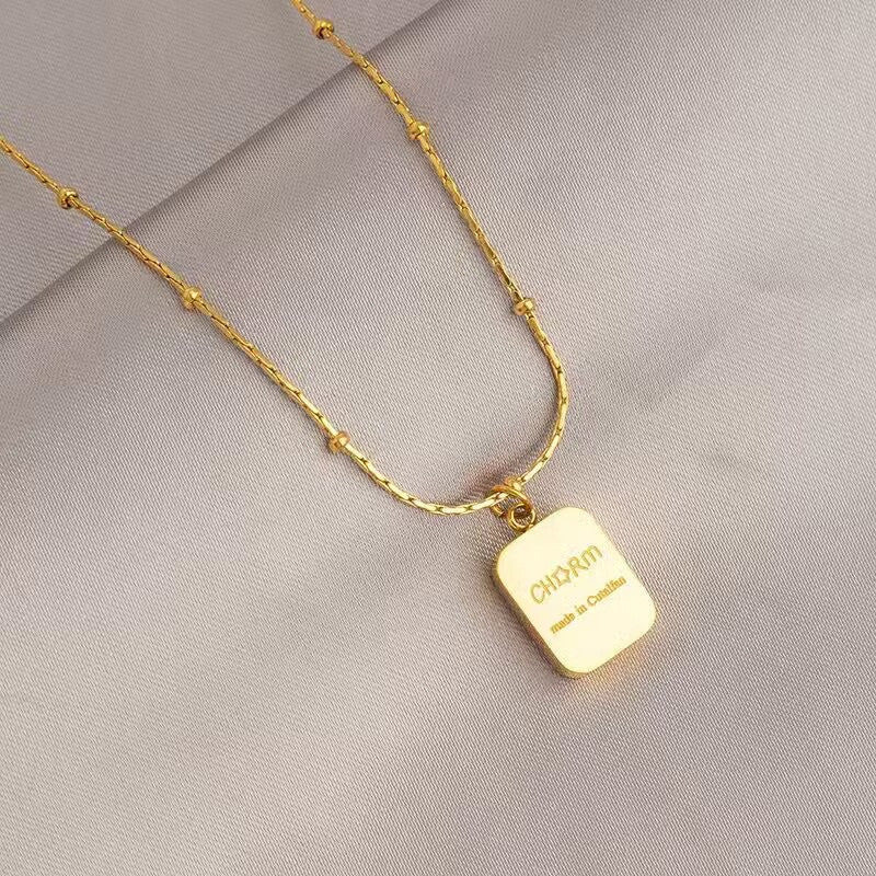 Titanium Steel Paperclip Necklace | Hypoallergenic Adjustable Chains with Charms | Edgy Daily Jewelry for Women