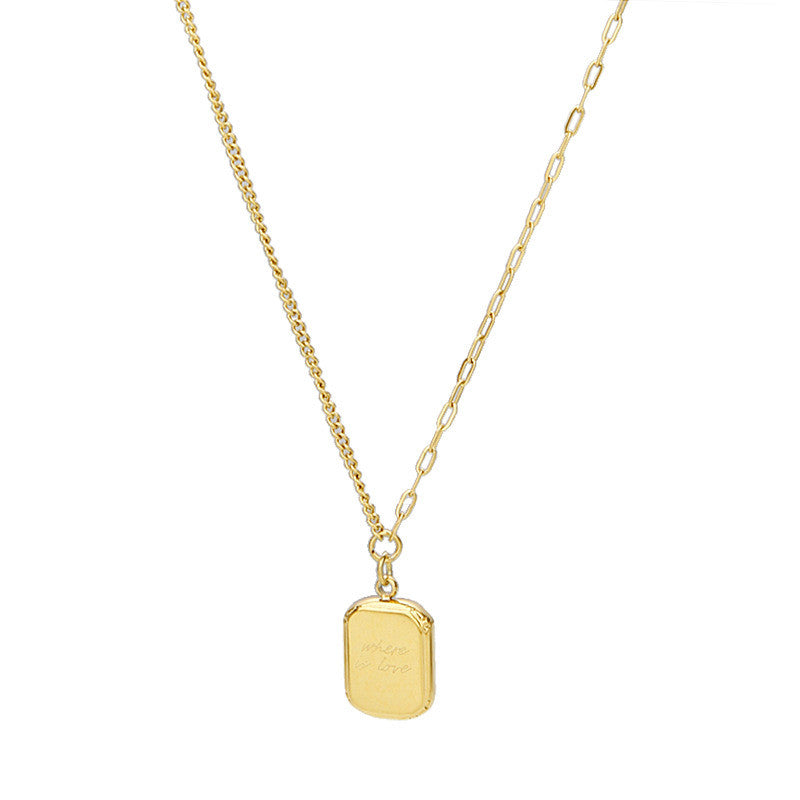 Gold Geometric Pendant Necklace Set | Minimalist Layered Chains with Letter & Shape Charms | Korean-Inspired Daily Jewelry