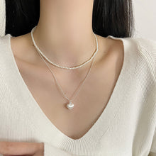 Charger l&#39;image dans la galerie, Layered Pearl &amp; Silver Ball Necklace | Hypoallergenic Minimalist Jewelry for Women | 45cm Adjustable Wedding/Casual Gift