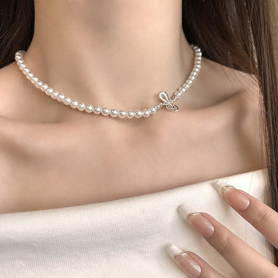 Titanium Steel Pearl Necklace | Hypoallergenic Butterfly Clasp | AAA Freshwater Pearls for Weddings/Daily