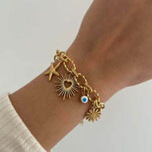 Charger l&#39;image dans la galerie, Summer Beach Style Marine Festive Charms | Titanium Steel Multi-Pendant Necklace for Baju Kurung &amp; Raya