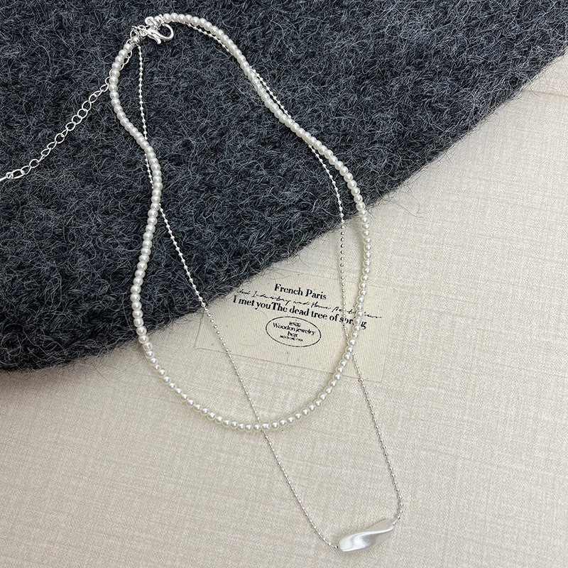 Layered Pearl & Silver Ball Necklace | Hypoallergenic Minimalist Jewelry for Women | 45cm Adjustable Wedding/Casual Gift