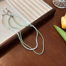 Charger l&#39;image dans la galerie, Pastel Green &amp; Pink Seed Bead Necklace | Opal Glass Multilayer Boho Jewelry | Adjustable 50-60cm for Daily/Wedding Gift