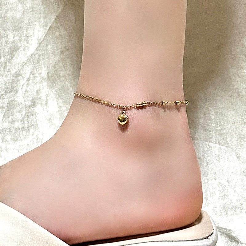 Enchanting Heartbeat Anklet | Dainty Gold-Toned Elegance for Baju Kurung