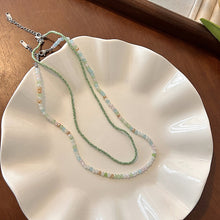 Charger l&#39;image dans la galerie, Pastel Green &amp; Pink Seed Bead Necklace | Opal Glass Multilayer Boho Jewelry | Adjustable 50-60cm for Daily/Wedding Gift
