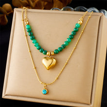 Charger l&#39;image dans la galerie, 【Pendant Necklace】Malachite &amp; Sunburst Elegance | Women Fashion Adjustable Layered Gemstone Design