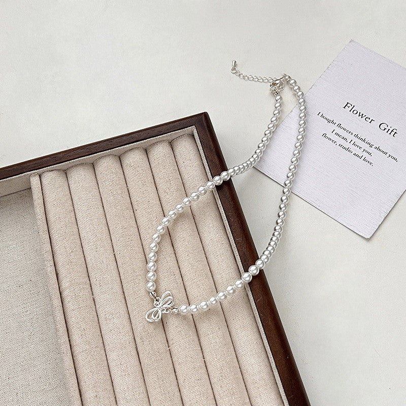 Titanium Steel Pearl Necklace | Hypoallergenic Butterfly Clasp | AAA Freshwater Pearls for Weddings/Daily