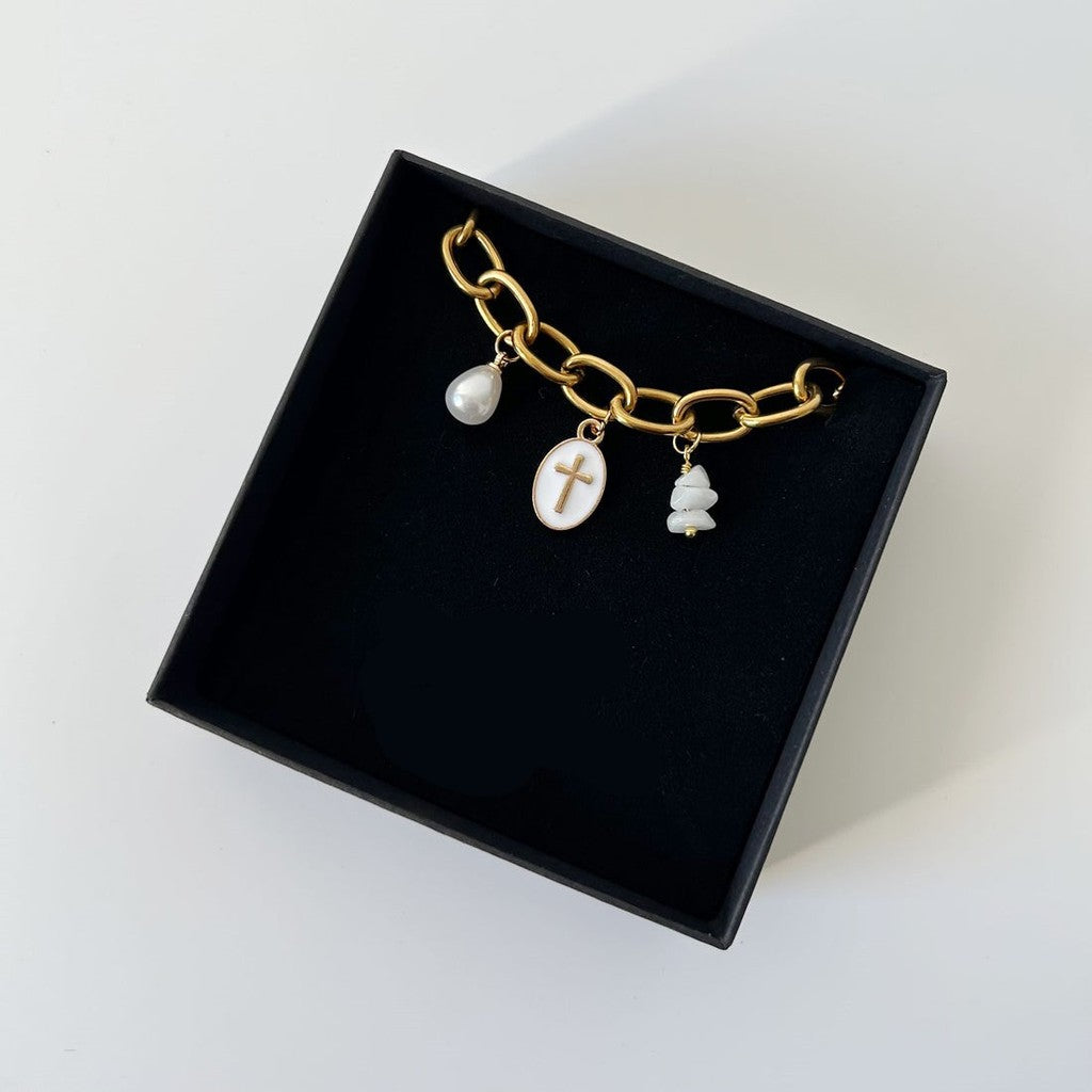 Summer Beach Style Marine Festive Charms | Titanium Steel Multi-Pendant Necklace for Baju Kurung & Raya