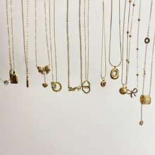 Charger l&#39;image dans la galerie, Gold Geometric Pendant Necklace Set | Minimalist Layered Chains with Letter &amp; Shape Charms | Korean-Inspired Daily Jewelry