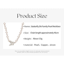 Laden Sie das Bild in den Galerie-Viewer, 925 Silver Pearl Necklace with Butterfly Charm Luxury Gift for Women Free Shipping
