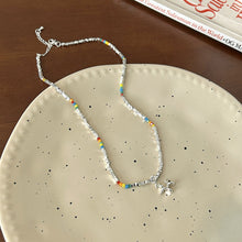 Charger l&#39;image dans la galerie, Rainbow Bead Dog Charm Necklace | Hypoallergenic Silver Pet Jewelry | Adjustable 45cm Boho Gift for Dog Lovers