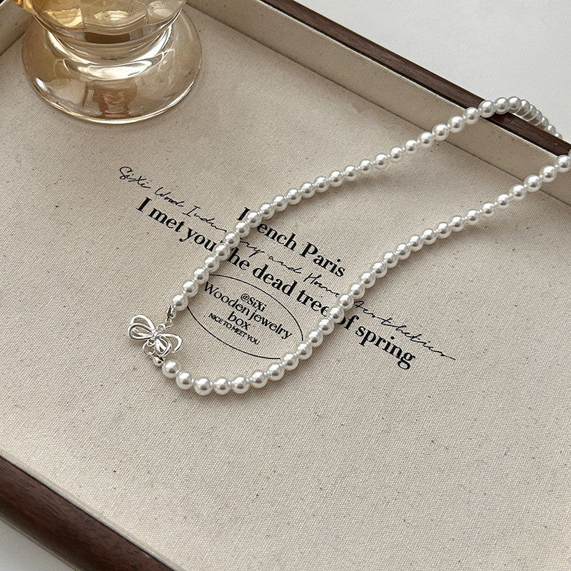 Titanium Steel Pearl Necklace | Hypoallergenic Butterfly Clasp | AAA Freshwater Pearls for Weddings/Daily