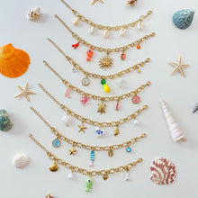 Charger l&#39;image dans la galerie, Summer Beach Style Marine Festive Charms | Titanium Steel Multi-Pendant Necklace for Baju Kurung &amp; Raya