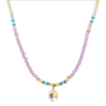 Charger l&#39;image dans la galerie, Pastel Amethyst Bead Necklace | Gold-Accented Multicolor Glass &amp; Crystal Jewelry | Adjustable 45cm Hypoallergenic Gift