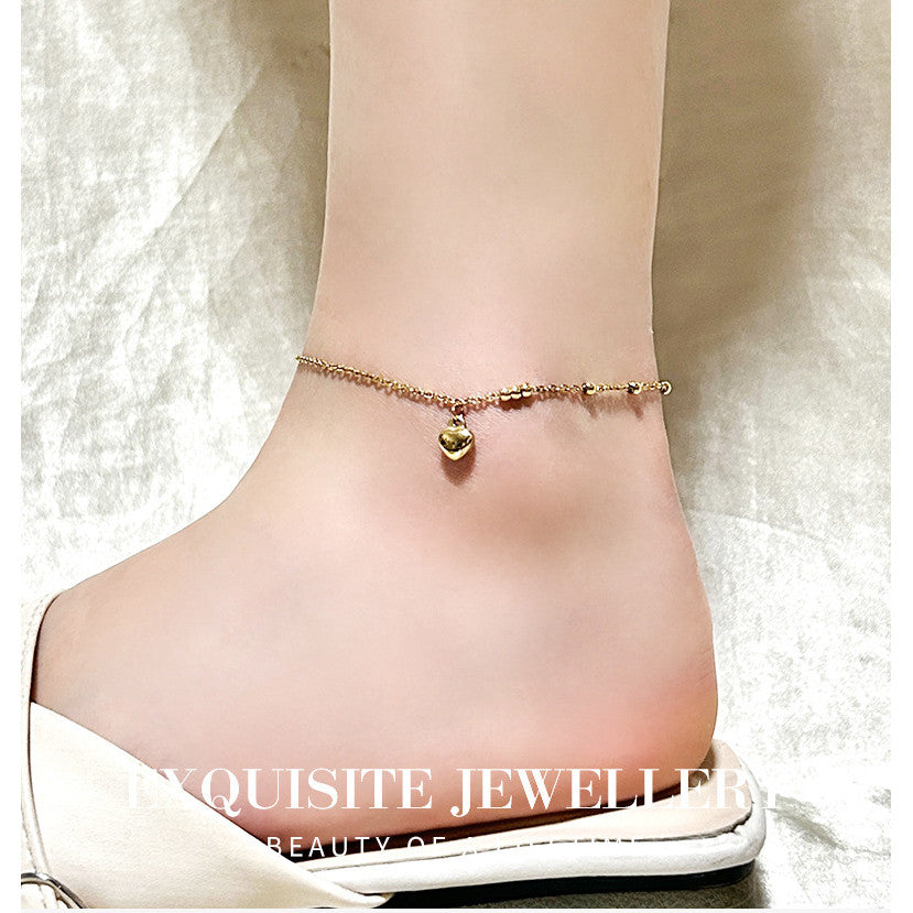 Enchanting Heartbeat Anklet | Dainty Gold-Toned Elegance for Baju Kurung