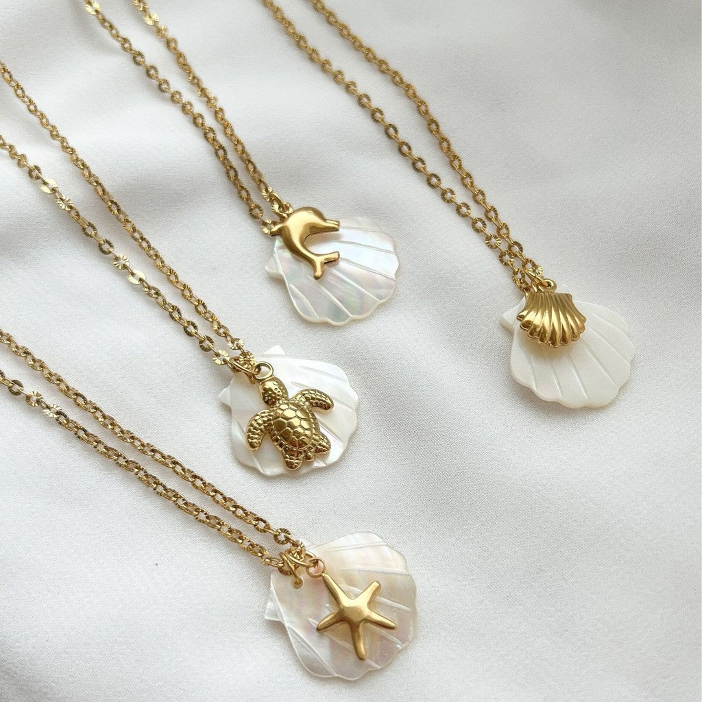 Oceanic Charm Necklaces | Titanium Steel Shell & Starfish Motifs for Tropical Elegance