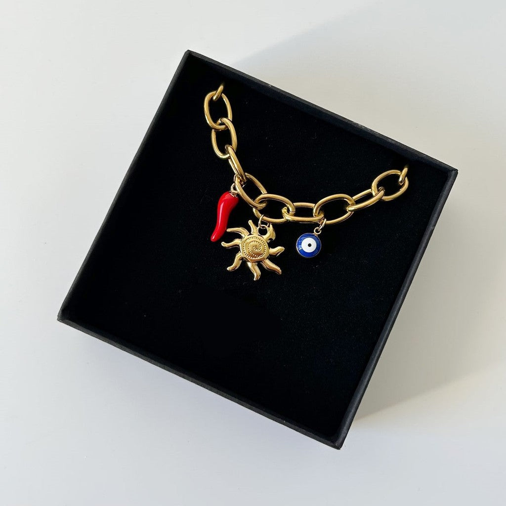 Summer Beach Style Marine Festive Charms | Titanium Steel Multi-Pendant Necklace for Baju Kurung & Raya