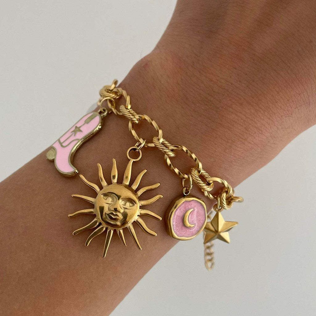 Summer Beach Style Marine Festive Charms | Titanium Steel Multi-Pendant Necklace for Baju Kurung & Raya
