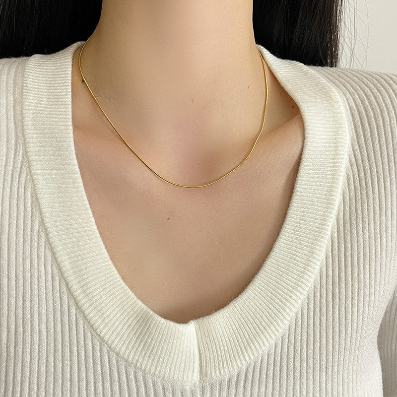 Delicate Gold Chain Necklace for Women | 18K Gold Plated Minimalist Jewelry | Hypoallergenic Adjustable 45cm