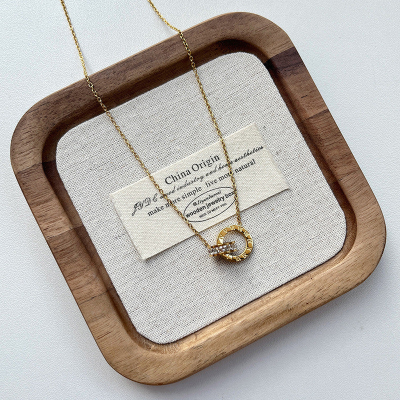 Gold Geometric Pendant Necklace Set | Minimalist Layered Chains with Letter & Shape Charms | Korean-Inspired Daily Jewelry