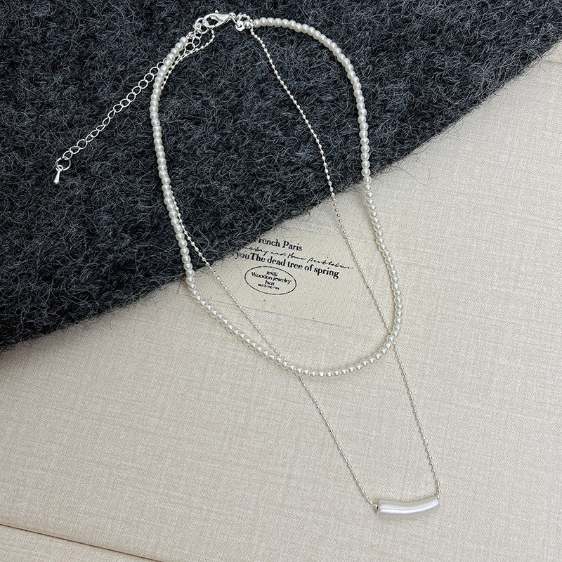 Layered Pearl & Silver Ball Necklace | Hypoallergenic Minimalist Jewelry for Women | 45cm Adjustable Wedding/Casual Gift