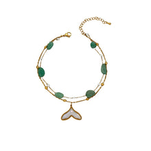 Charger l&#39;image dans la galerie, Titanium Steel Whale Tail Anklet | Natural Stone Beads &amp; Adjustable Hypoallergenic Design