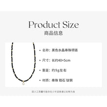 Load image into Gallery viewer, Black Onyx &amp; Gold Bead Necklace | Hypoallergenic Adjustable 50cm Chain with Diamond Charm | Unisex Daily Jewelry