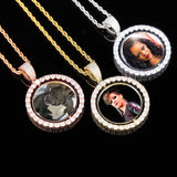 YOSZO Personalized Custom Photo Necklace Pendant Keychain Dog Tag Customizable Double Sided Picture Pendant Necklace Iced Out Hip Hop Jewelry for Men and Women(Come with Gift Box)