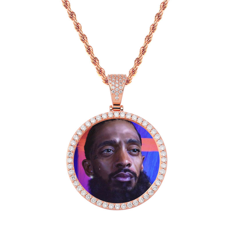 YOSZO Hip Hop Jewelry Custom Tennis Necklace with Picture Personalized Photo Necklaces for Women Men Round Pendant Necklace