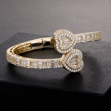 Laden Sie das Bild in den Galerie-Viewer, YOSZO Fashion bracelet love ladder square diamond double heart clasp bracelet