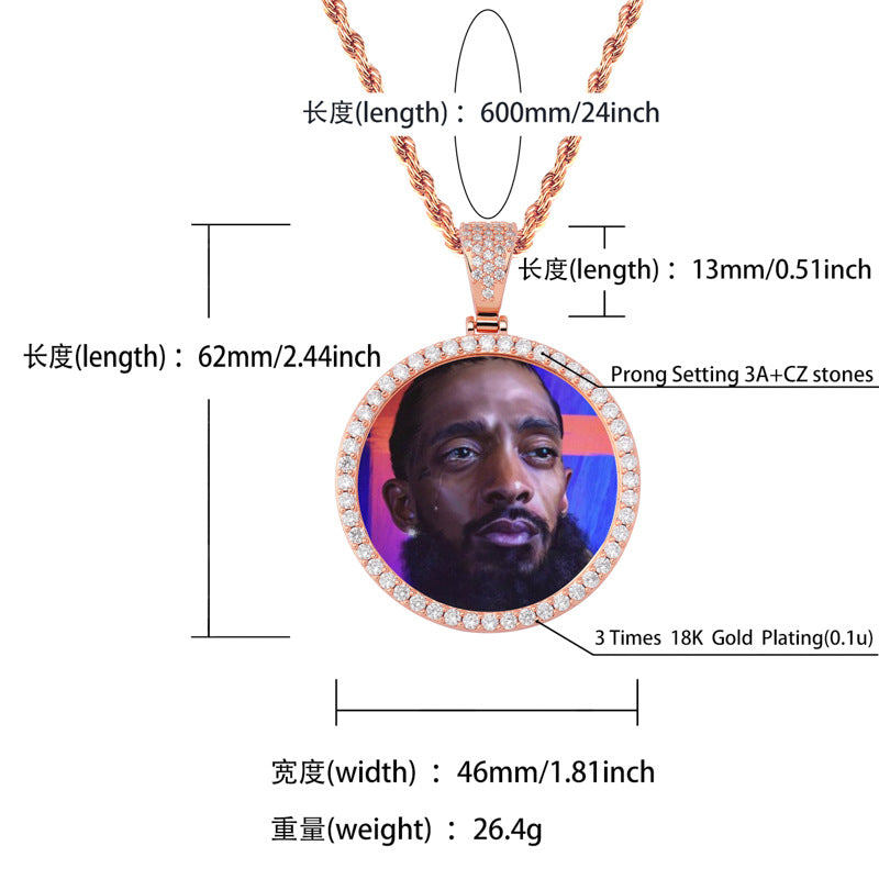 YOSZO Hip Hop Jewelry Custom Tennis Necklace with Picture Personalized Photo Necklaces for Women Men Round Pendant Necklace